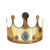 PartyCorp Gold Glossy Paper Crown With Multicolour Stone For Party Wearables, DIY Pack Of 1